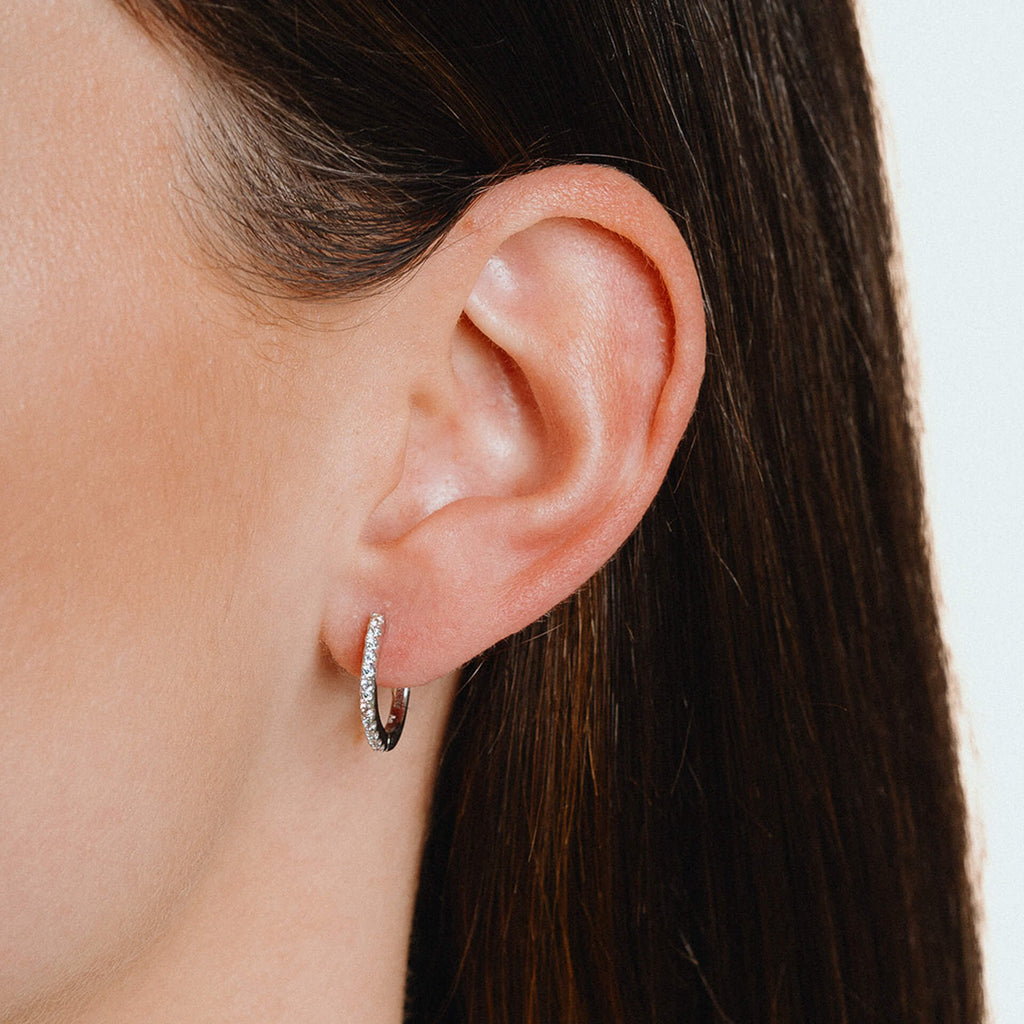Diamonfire Zirconia Hoop Earrings – Sterling Silver Claw Set Hoops