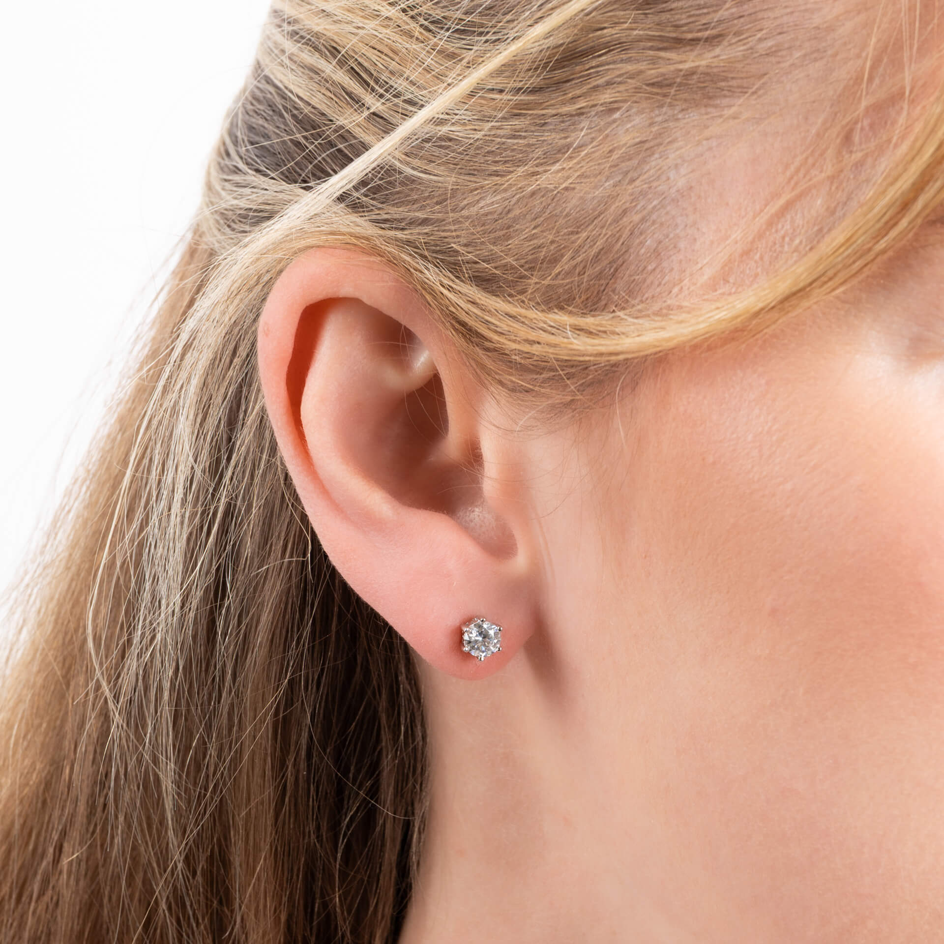 Diamonfire Six Claw Carat Stud Earrings | Sterling Silver Zirconia