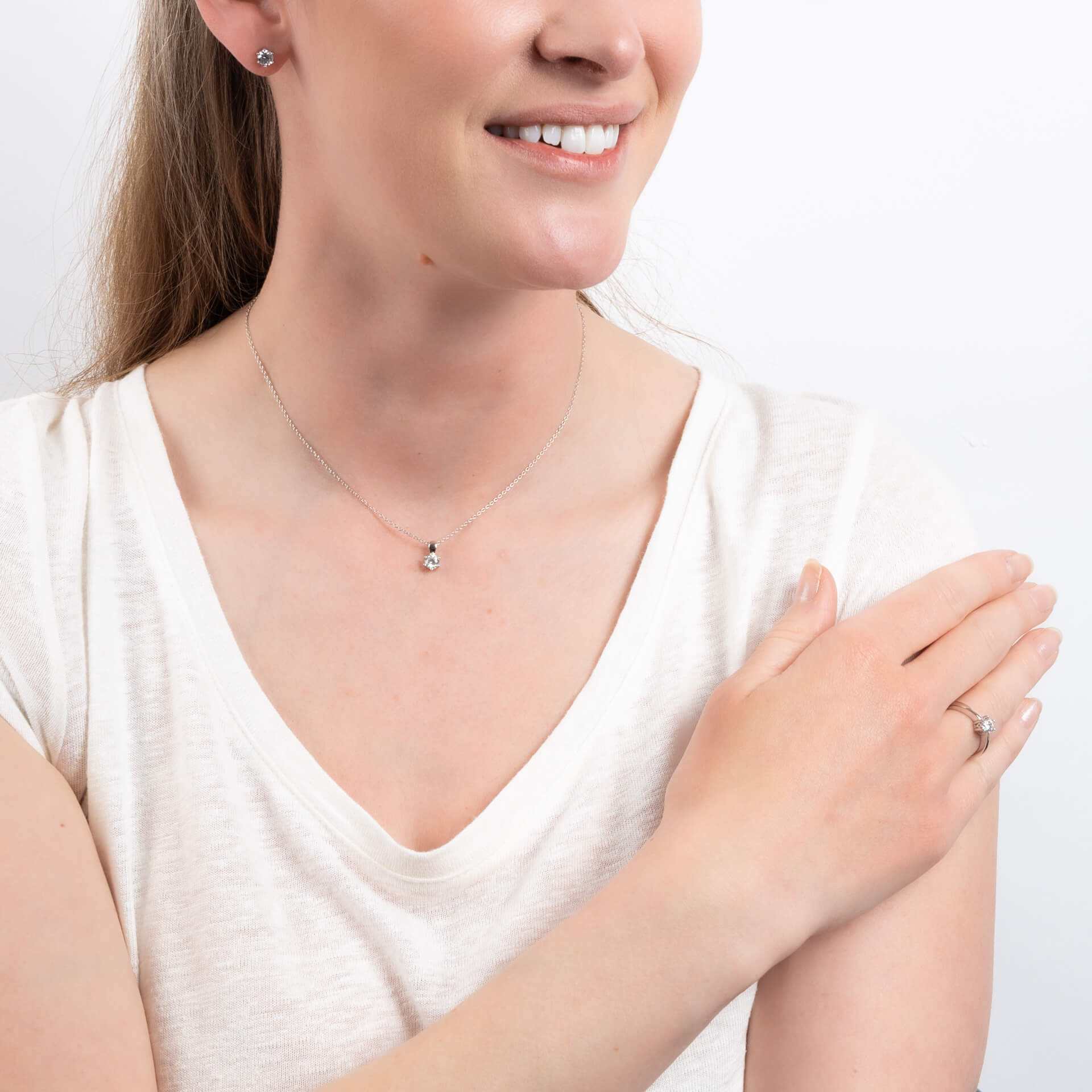 Diamonfire Six Claw Carat Stud Earrings | Sterling Silver Zirconia