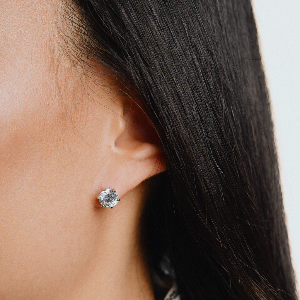 Diamonfire Six Claw Carat Stud Earrings | Sterling Silver Zirconia