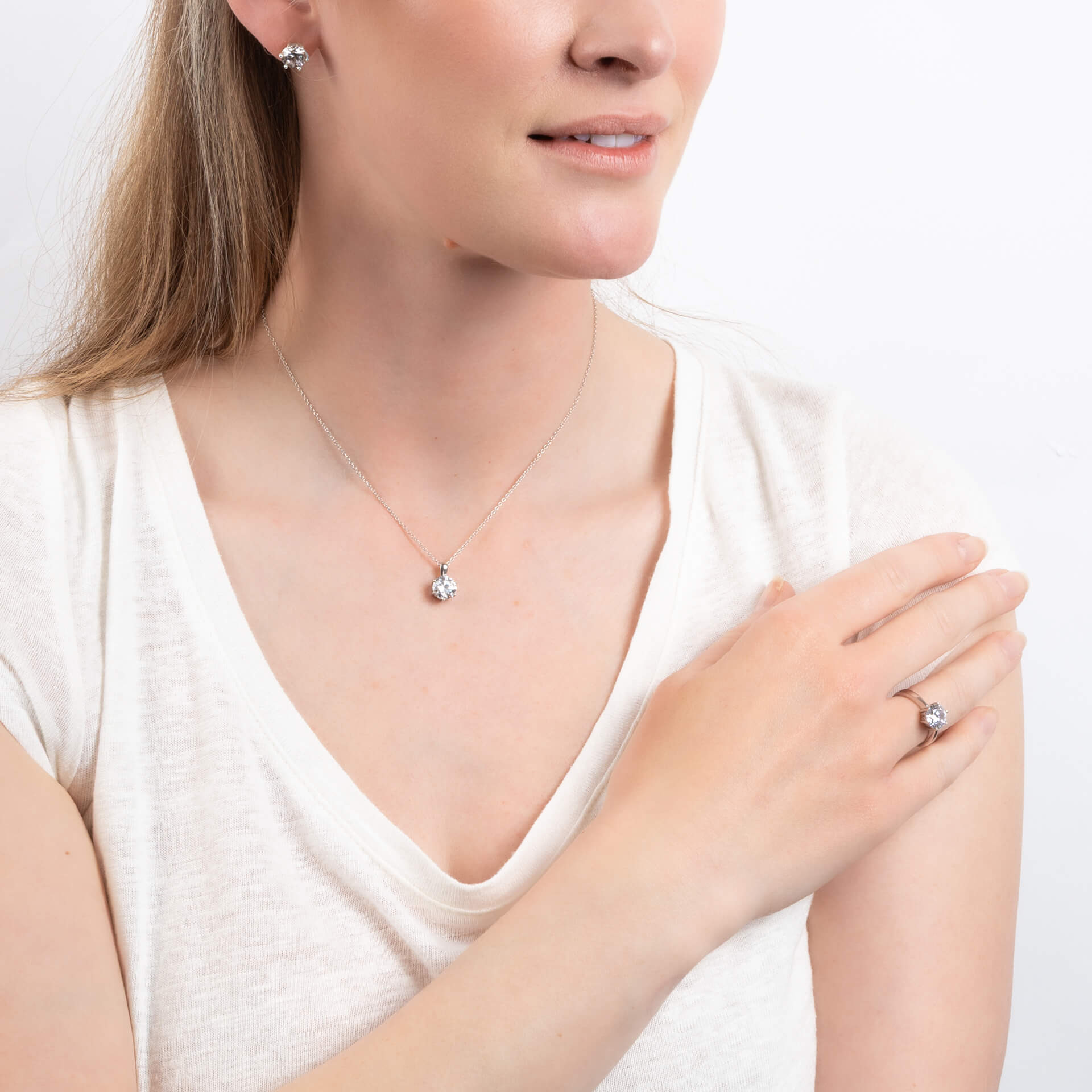 Diamonfire Six Claw Carat Stud Earrings | Sterling Silver Zirconia