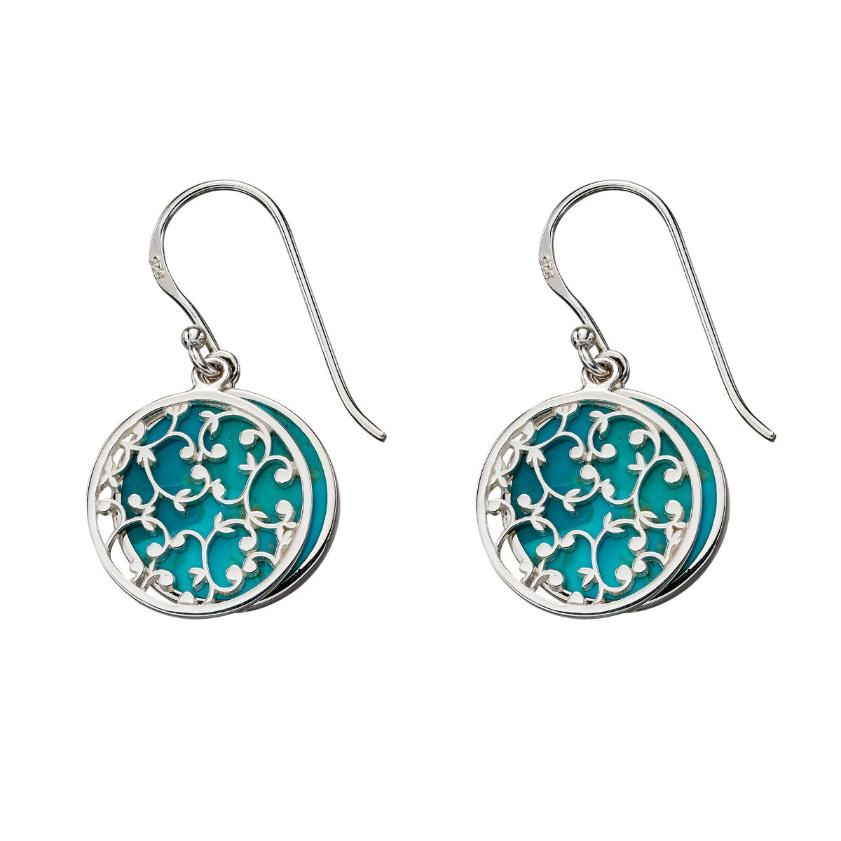 Gecko Jewellery Turquoise Two Piece Drop Earrings in Sterling Silver