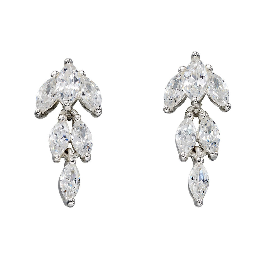 Gecko Jewellery Sterling Silver Cubic Zirconia Marquise Drop Earrings