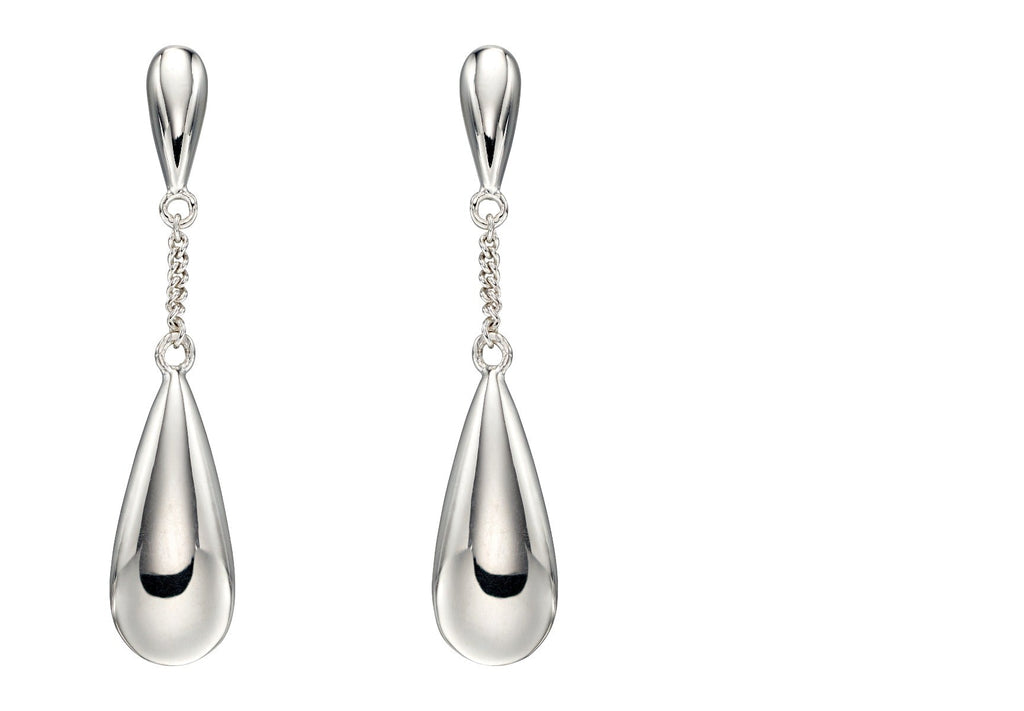 Gecko Jewellery Sterling Silver Double Teardrop Drop Earrings