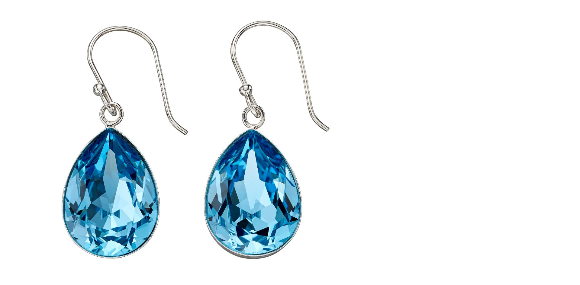 Gecko Jewellery Aquamarine Crystal Teardrop Earrings in Sterling Silver