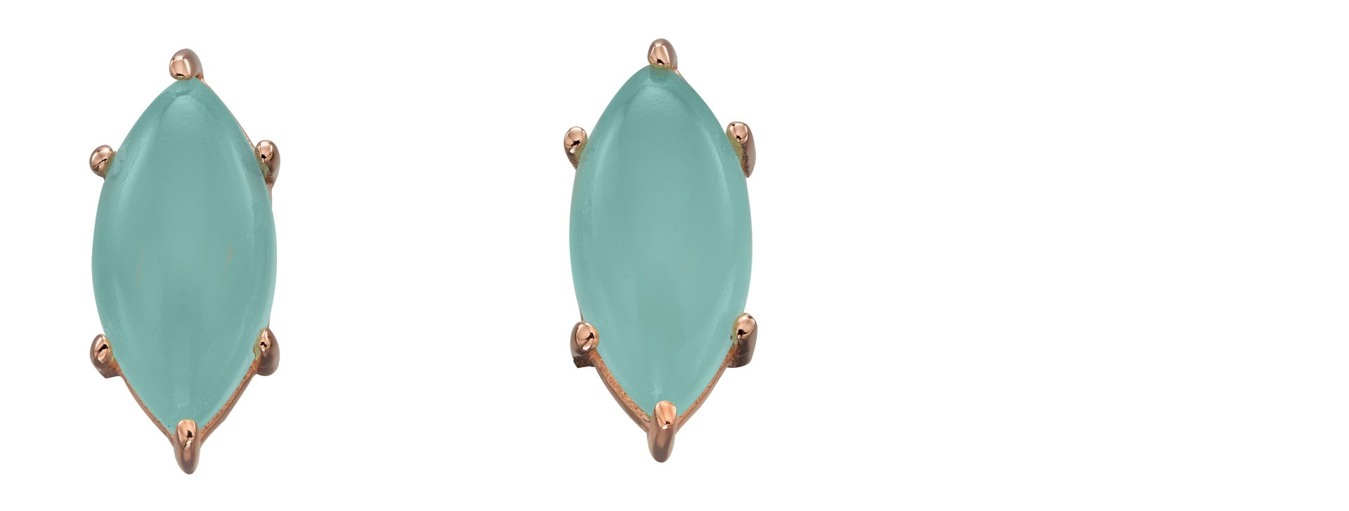 Gecko Jewellery Rose Gold Plated Aqua Chalcedony Marquise Stud Earrings