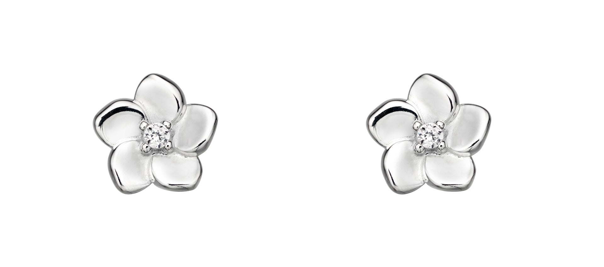 Beginnings Sterling Silver Cubic Zirconia Cherry Blossom Earrings