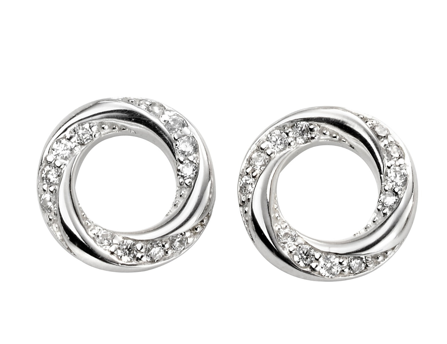 Beginnings 925 Sterling Silver Twisted Earrings with Cubic Zirconia