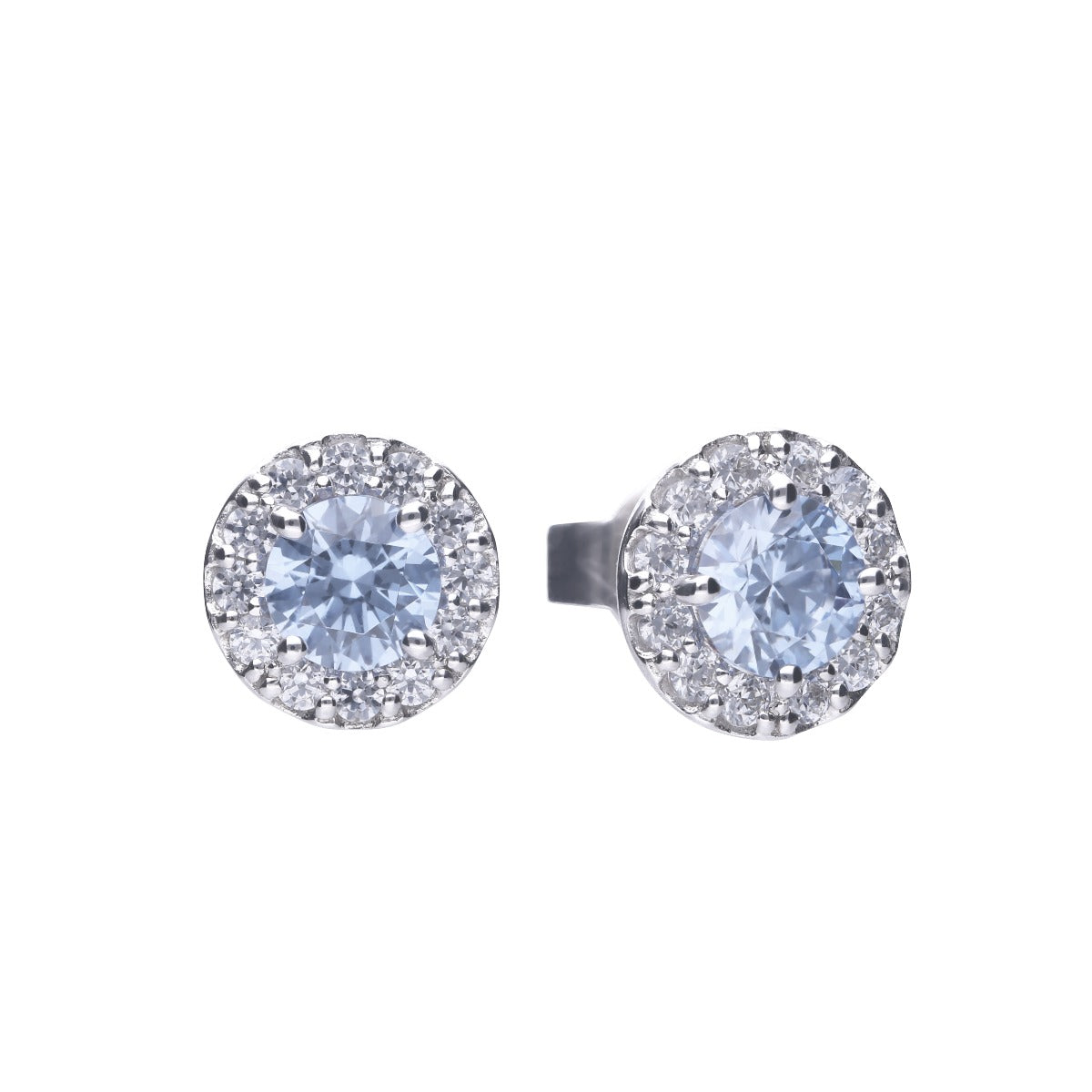 Diamonfire Blue Zirconia Pave Stud Earrings in Sterling Silver