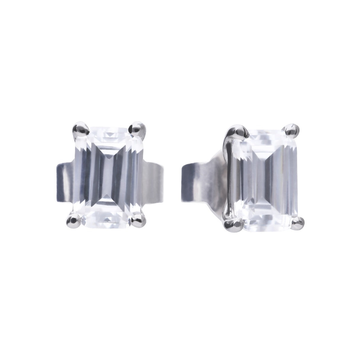 Diamonfire Emerald Cut Zirconia Stud Earrings in Sterling Silver