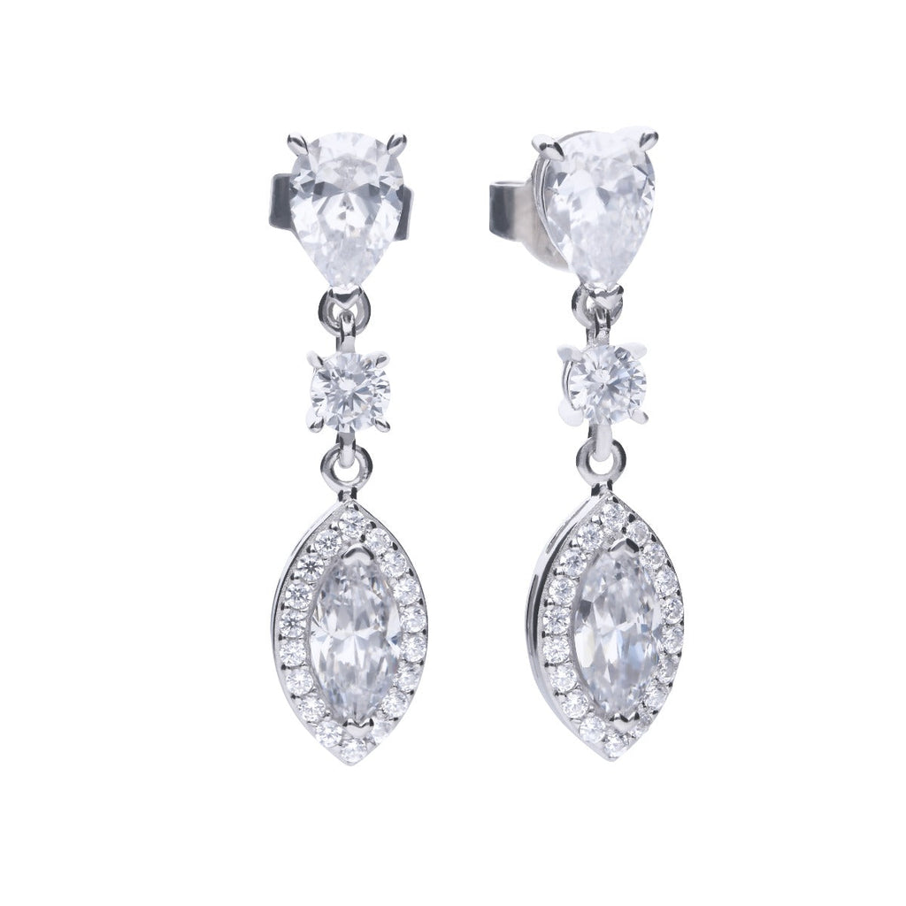 Diamonfire Marquise and Pave Zirconia Drop Earrings in Sterling Silver