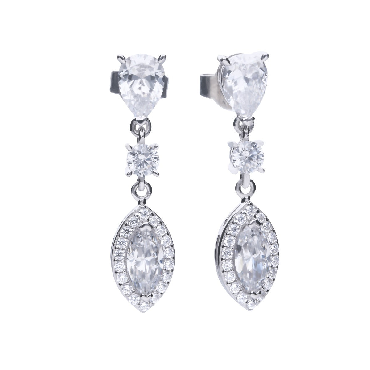 Diamonfire Marquise and Pave Zirconia Drop Earrings in Sterling Silver