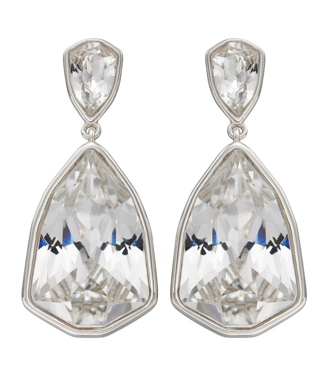 Beginnings Sterling Silver Trilliant Crystal Drop Earrings by Gecko