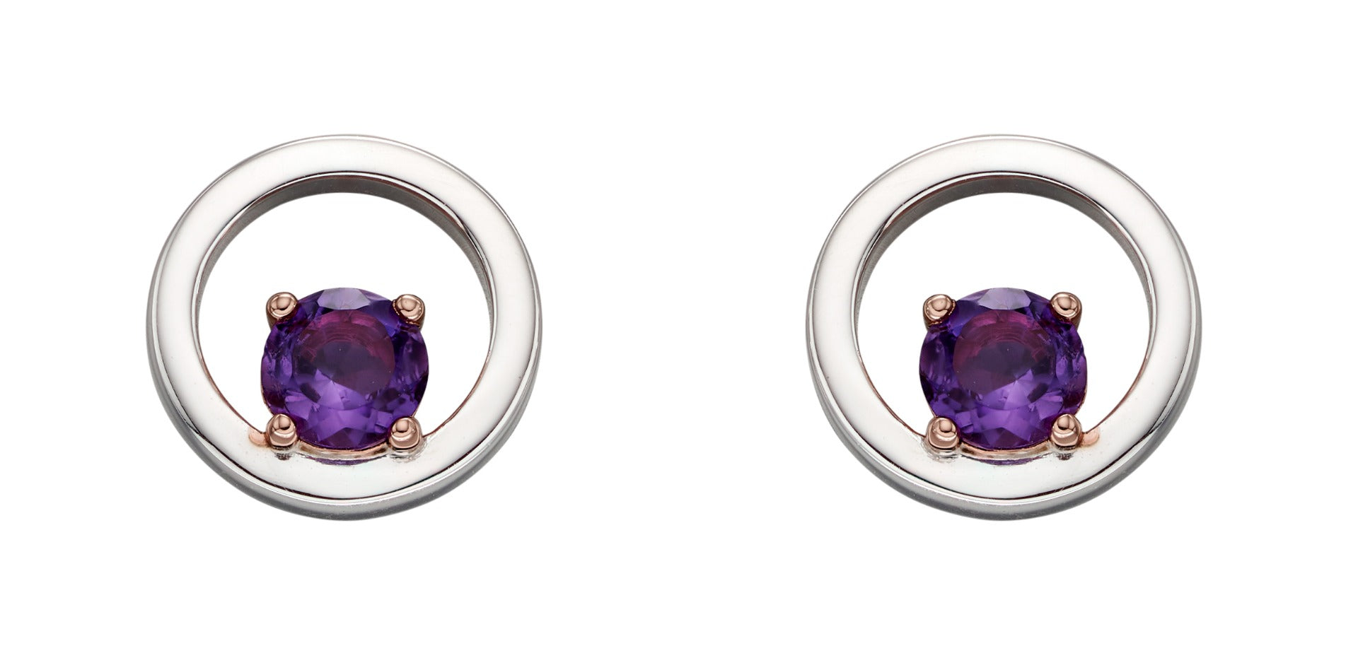 Gecko Jewellery Sterling Silver Open Circle Semi-Precious Stone Earrings