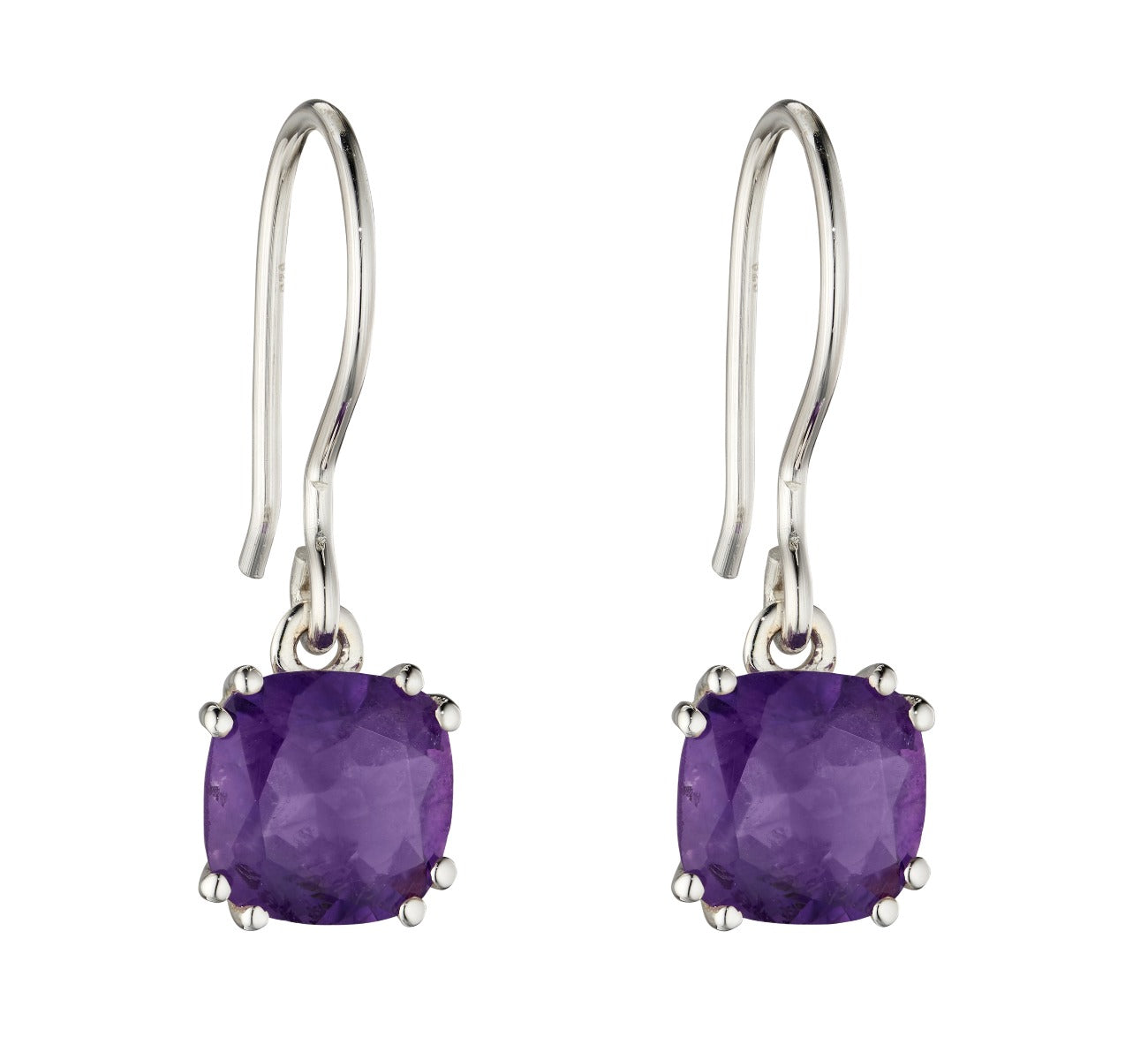 Gecko Jewellery Sterling Silver Cushion Drop Earrings with Gemstones