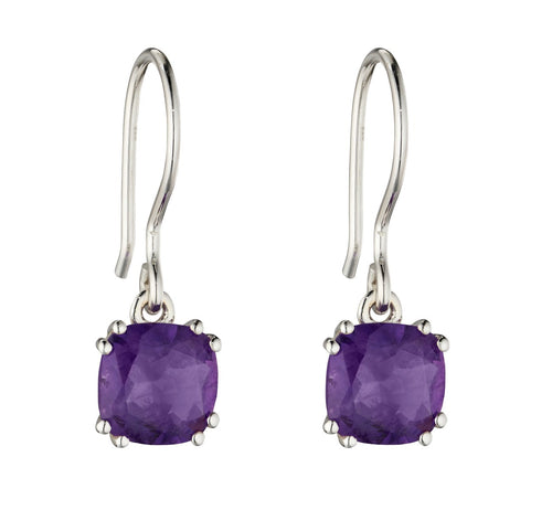 Gecko Jewellery Sterling Silver Cushion Drop Earrings with Gemstones