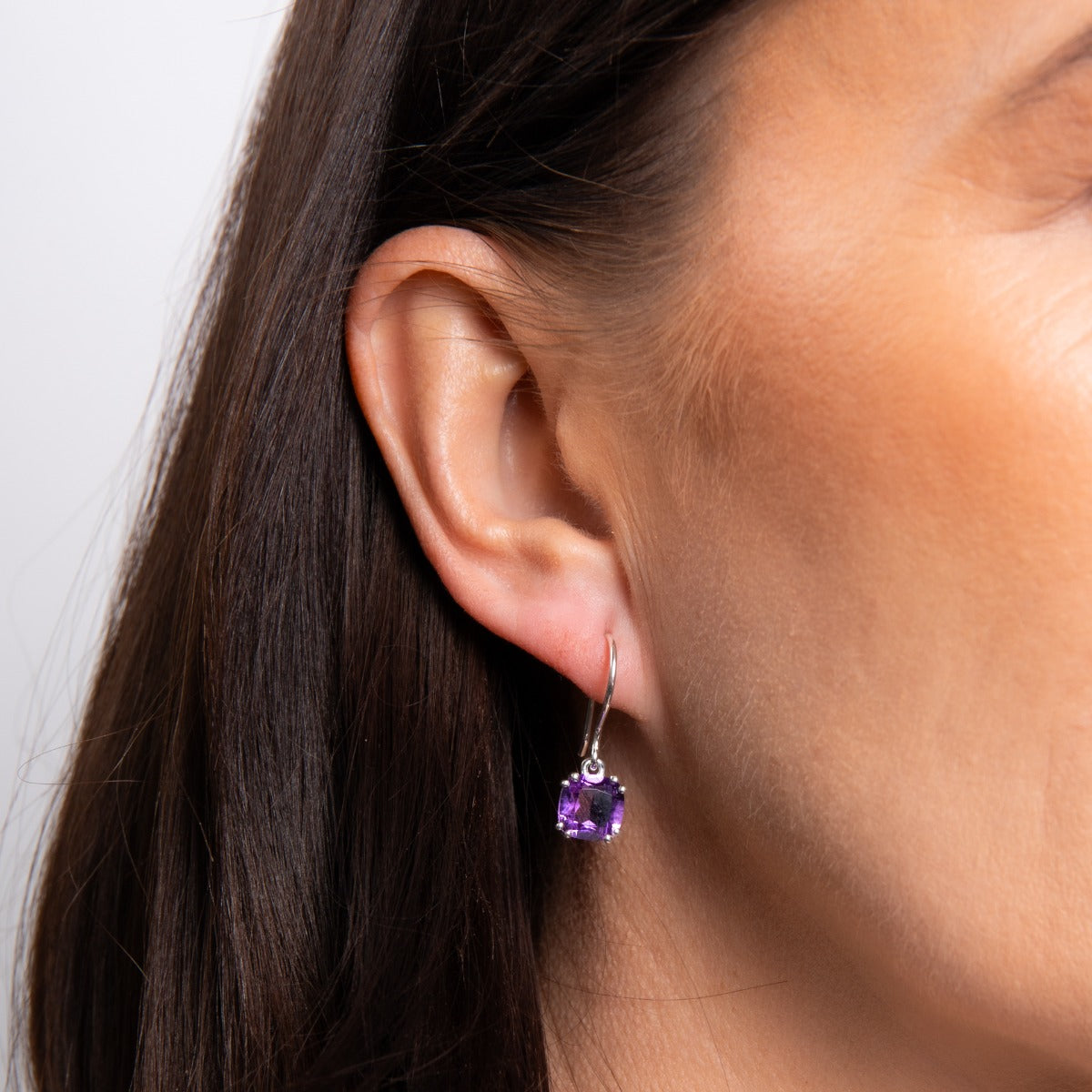 Gecko Jewellery Sterling Silver Cushion Drop Earrings with Gemstones