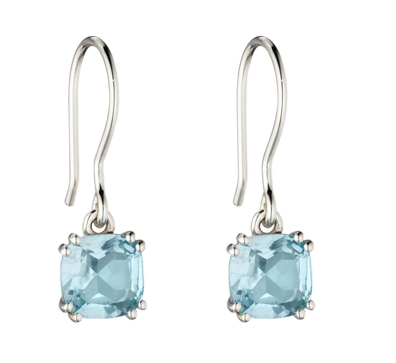 Gecko Jewellery Sterling Silver Cushion Drop Earrings with Gemstones