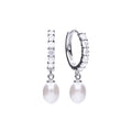 Gecko Jewellery Pearl Drop Hoop Earrings | Pave Zirconia Sterling Silver