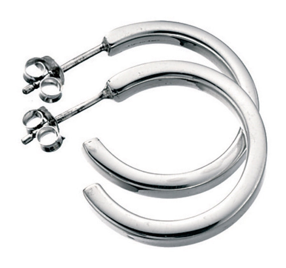 Gecko Jewellery Sterling Silver 21mm Square Cut Hoop Earrings
