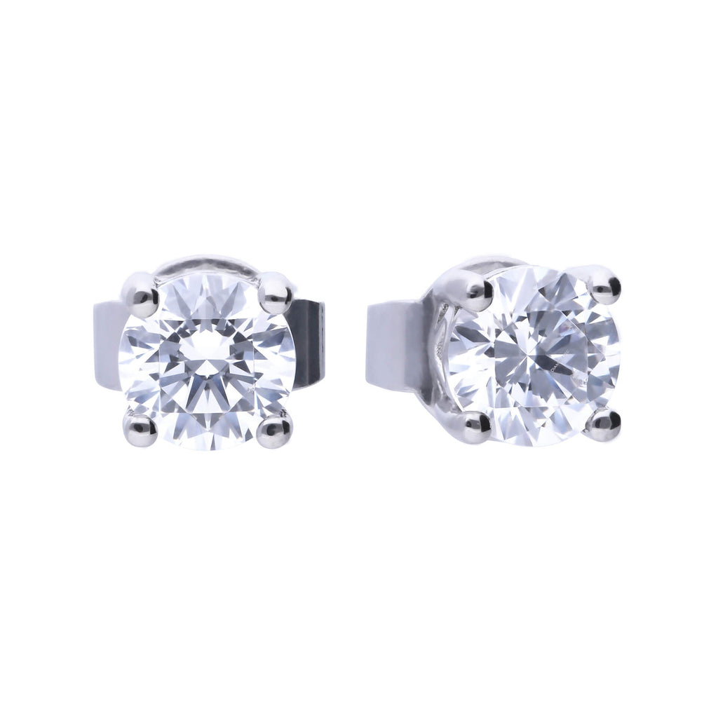Gecko Jewellery Sterling Silver Four Claw Zirconia Solitaire Stud Earrings