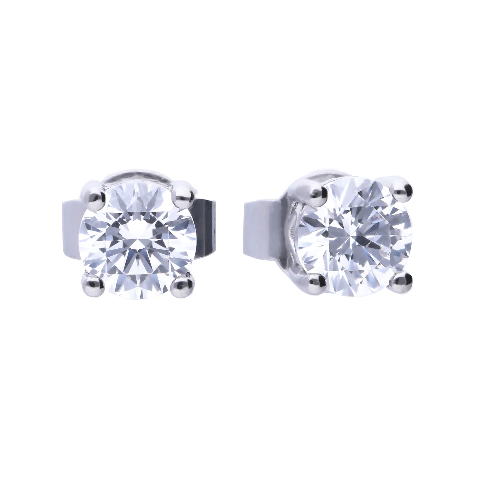 Gecko Jewellery Sterling Silver Four Claw Zirconia Solitaire Stud Earrings