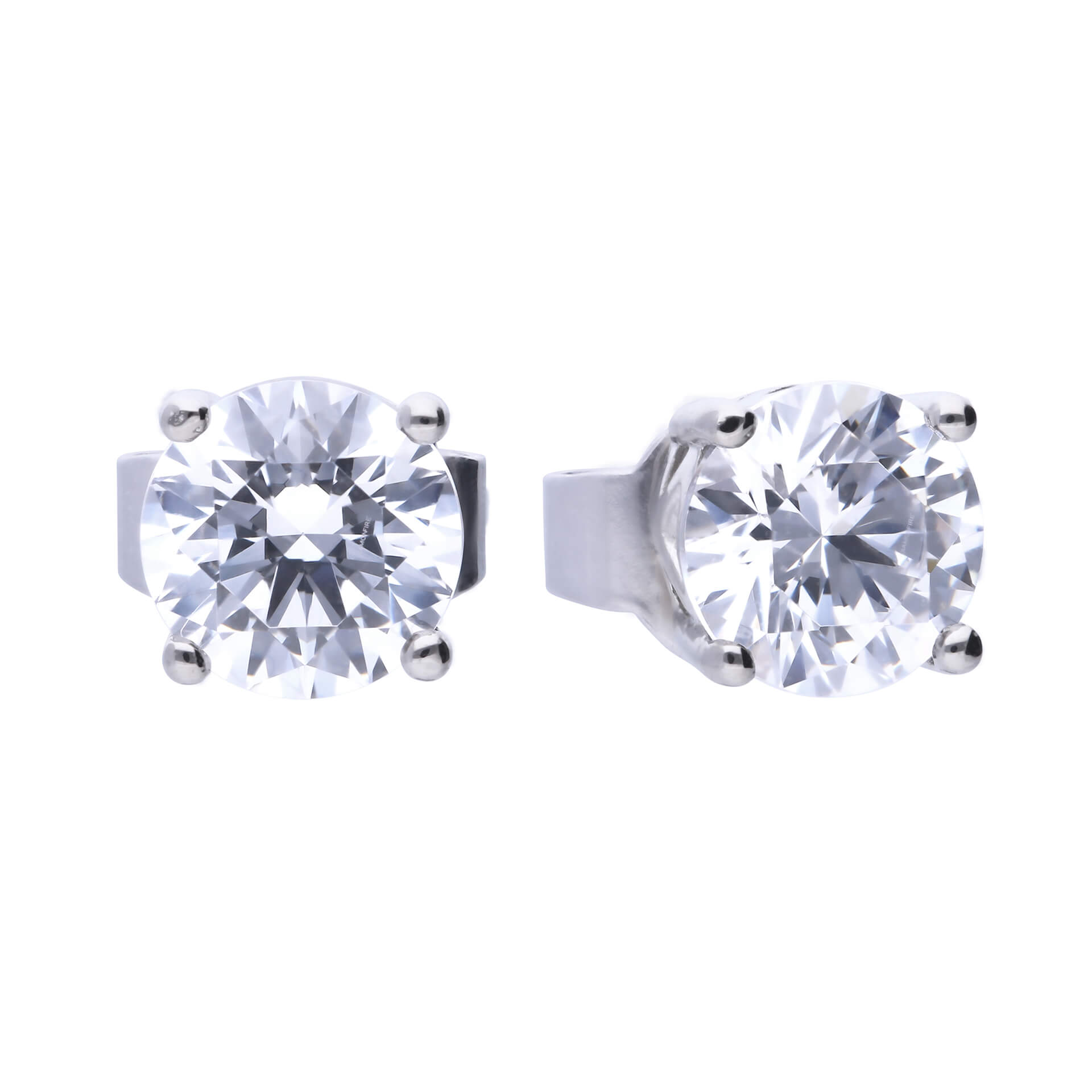 Gecko Jewellery Sterling Silver Four Claw Zirconia Solitaire Stud Earrings