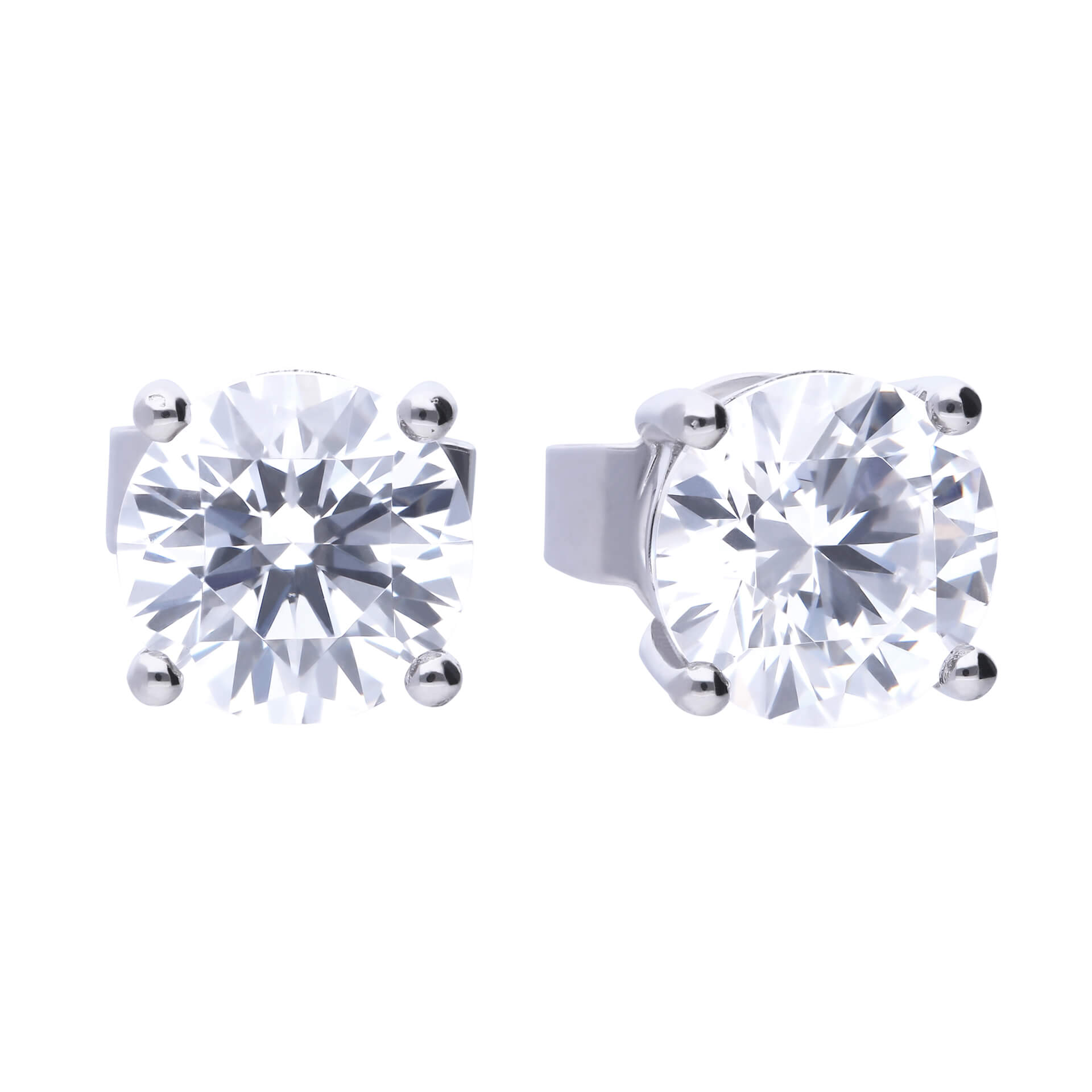 Gecko Jewellery Sterling Silver Four Claw Zirconia Solitaire Stud Earrings