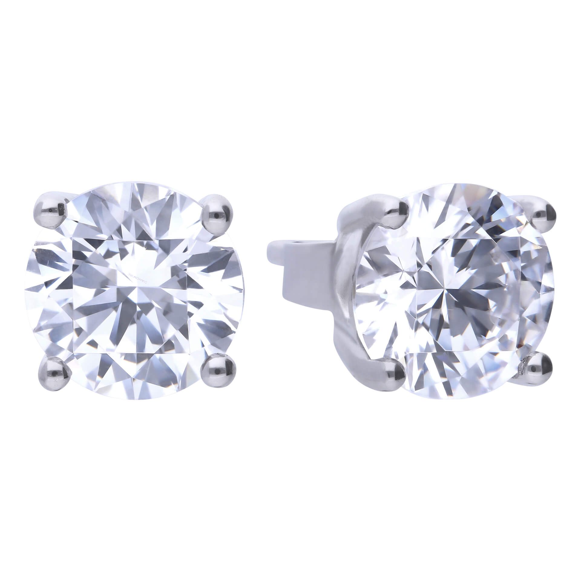 Gecko Jewellery Sterling Silver Four Claw Zirconia Solitaire Stud Earrings