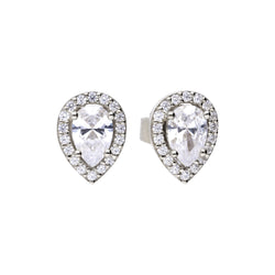 Gecko Jewellery Teardrop Halo Stud Earrings | Sterling Silver & Zirconia