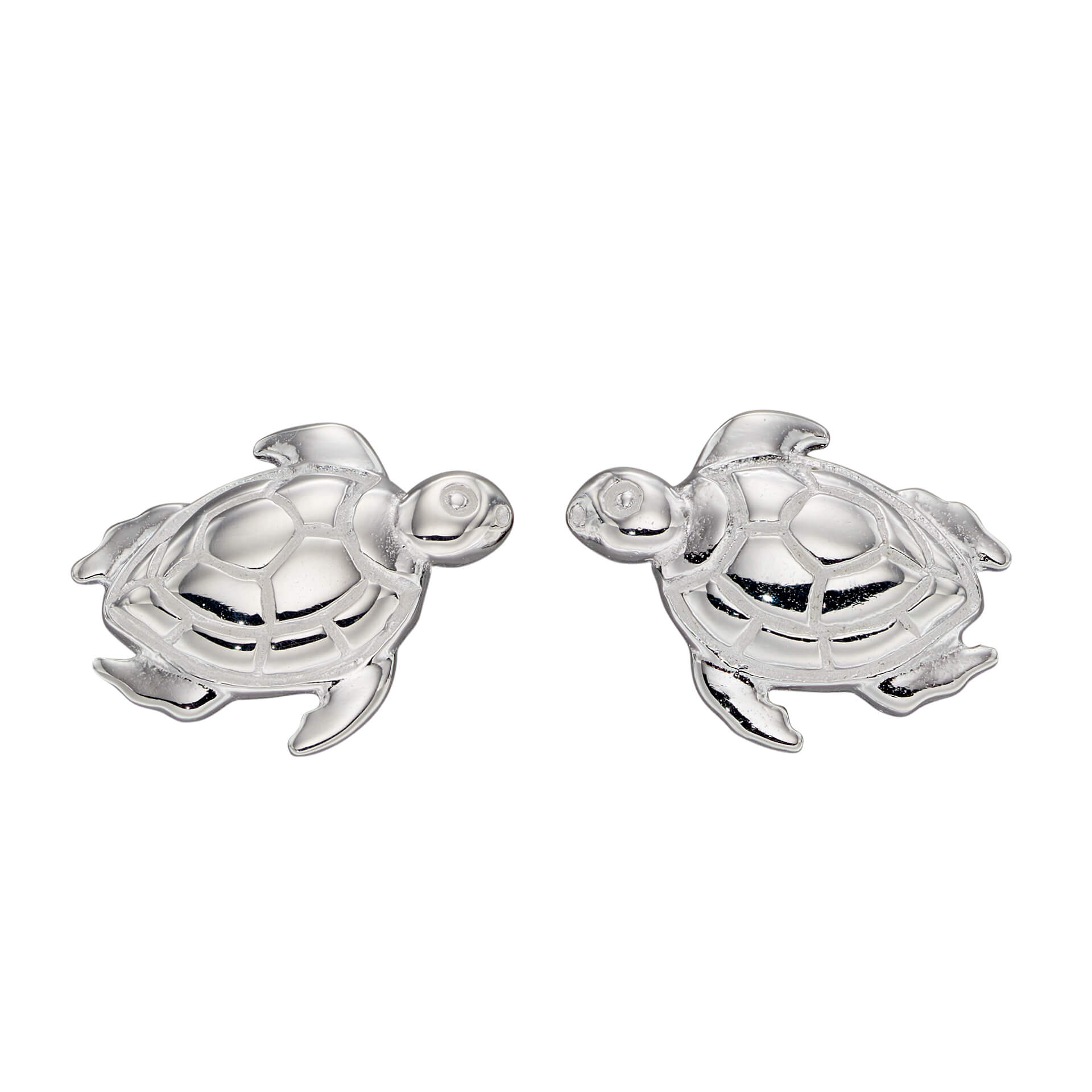 Gecko Jewellery Polished Silver Turtle Stud Earrings for Nature Lovers