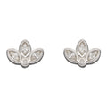 Gecko Sterling Silver Lotus Flower Stud Earrings with Cubic Zirconia