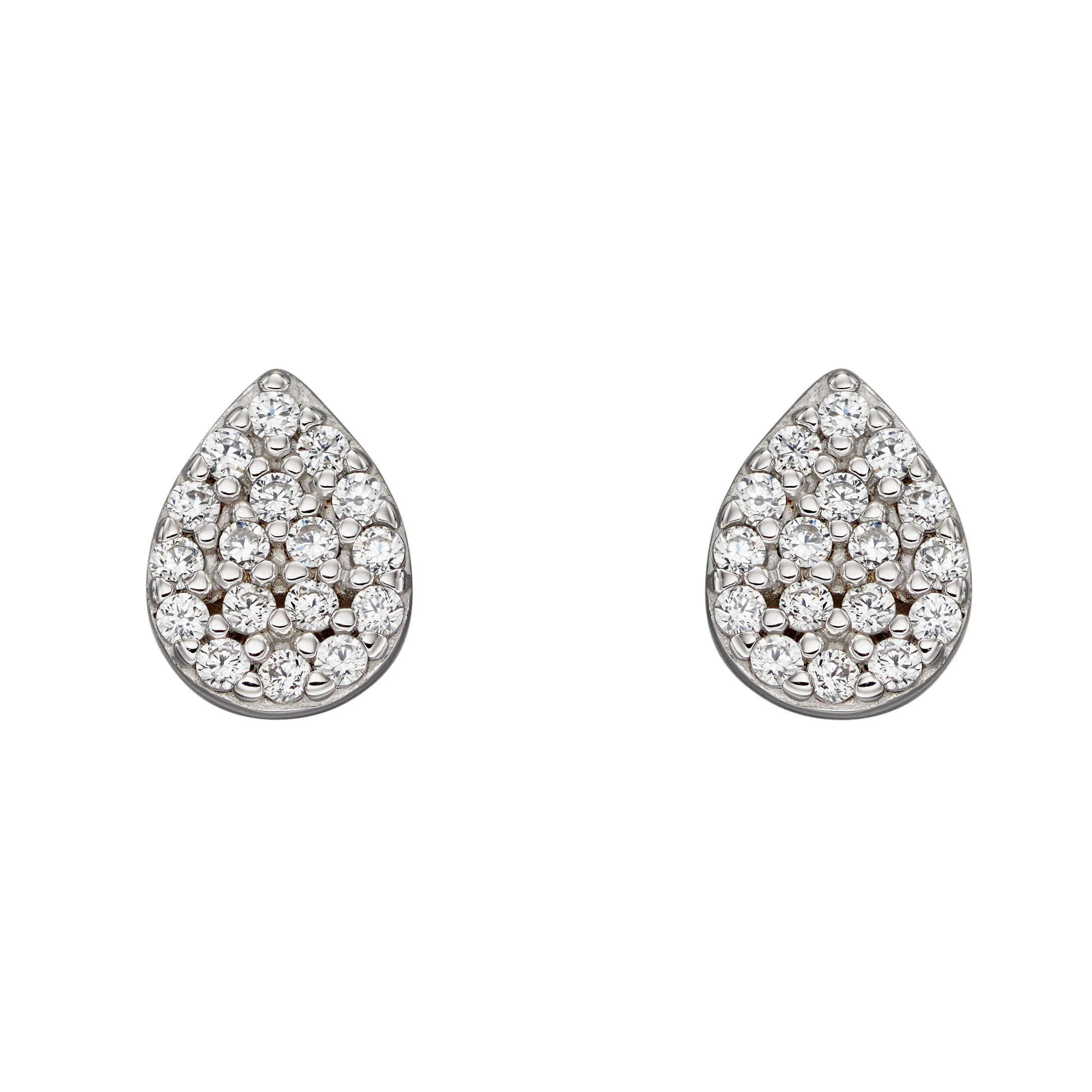 Gecko Jewellery Teardrop Cubic Zirconia Stud Earrings in Sterling Silver