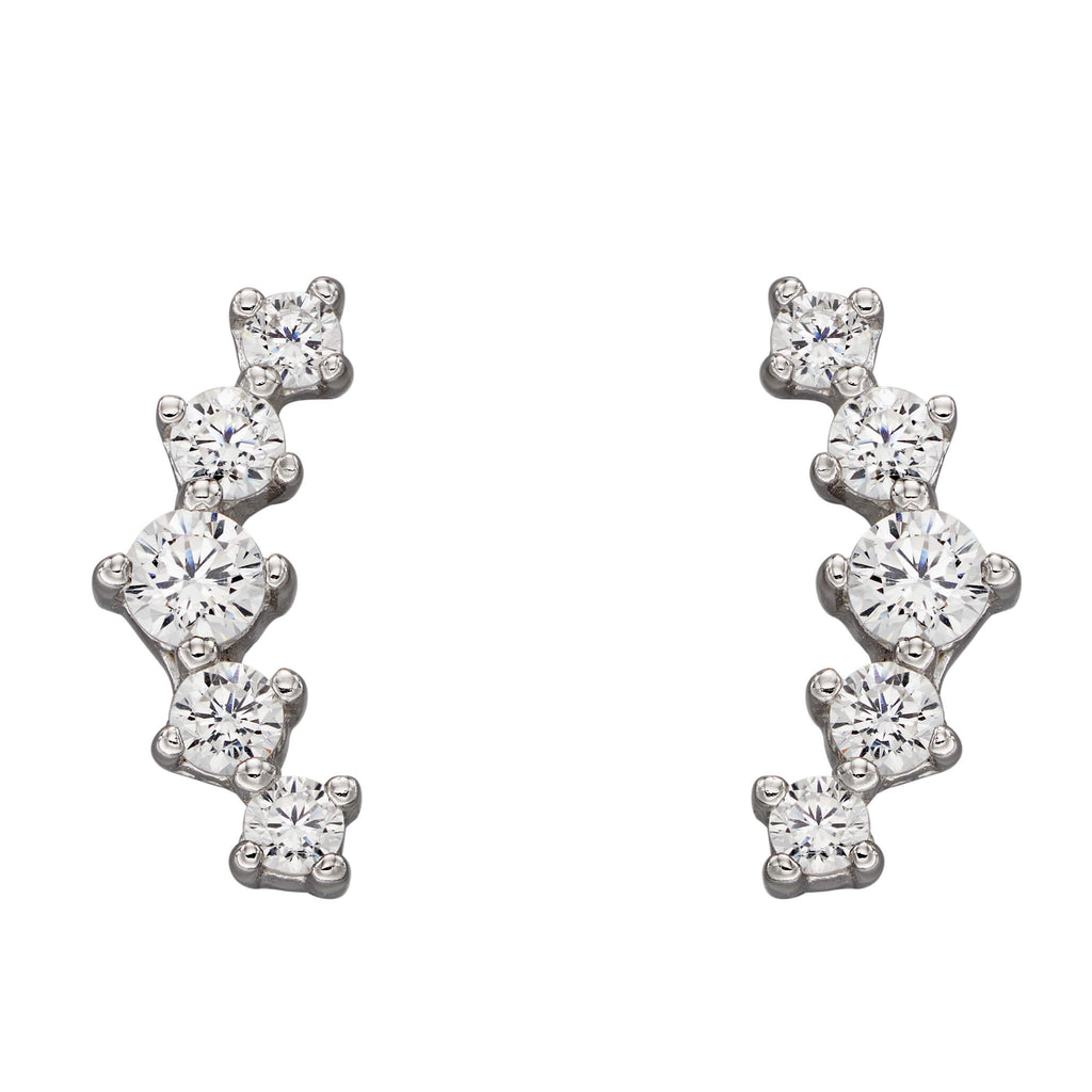 Gecko Jewellery Curved Bar Stud Earrings – Sterling Silver & CZ