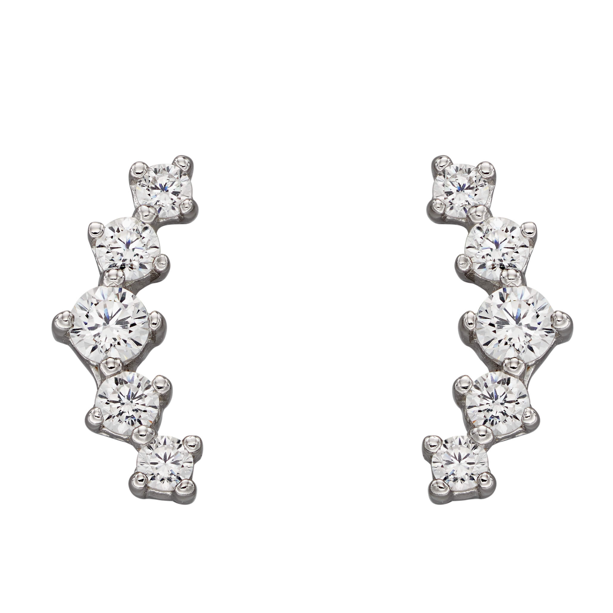 Gecko Jewellery Curved Bar Stud Earrings – Sterling Silver & CZ