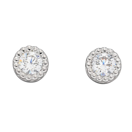 Gecko Jewellery Millegrain Edge Round Stud Earrings | Sterling Silver