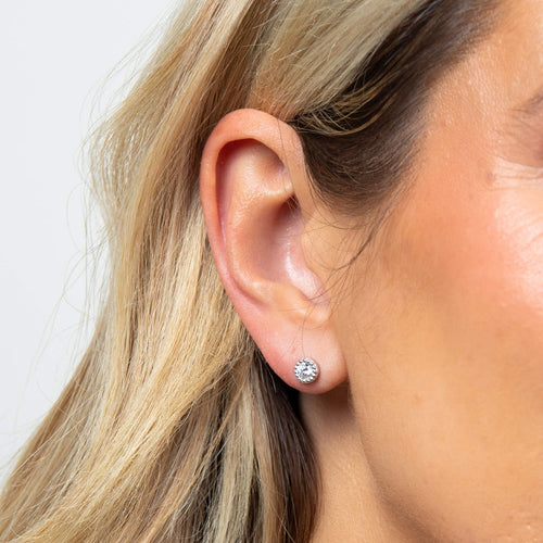 Gecko Jewellery Millegrain Edge Round Stud Earrings | Sterling Silver