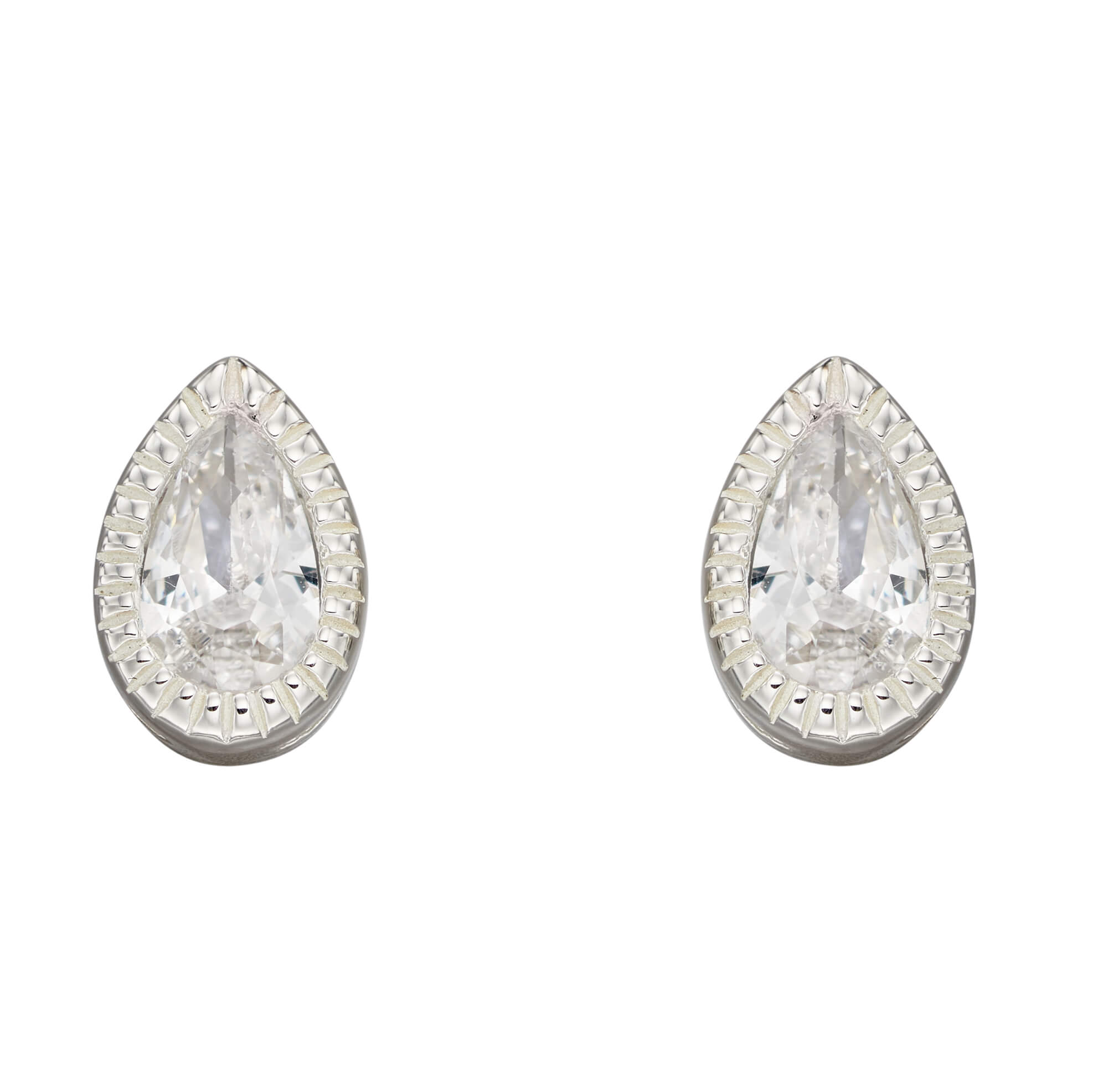 Gecko Jewellery Sterling Silver Teardrop Studs with Cubic Zirconia