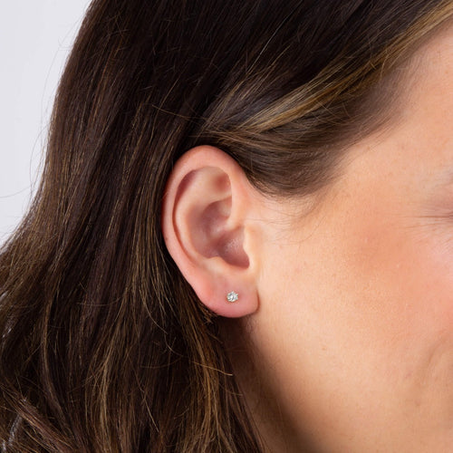 Gecko Jewellery Recycled Silver Dotted Round Cubic Zirconia Stud Earrings