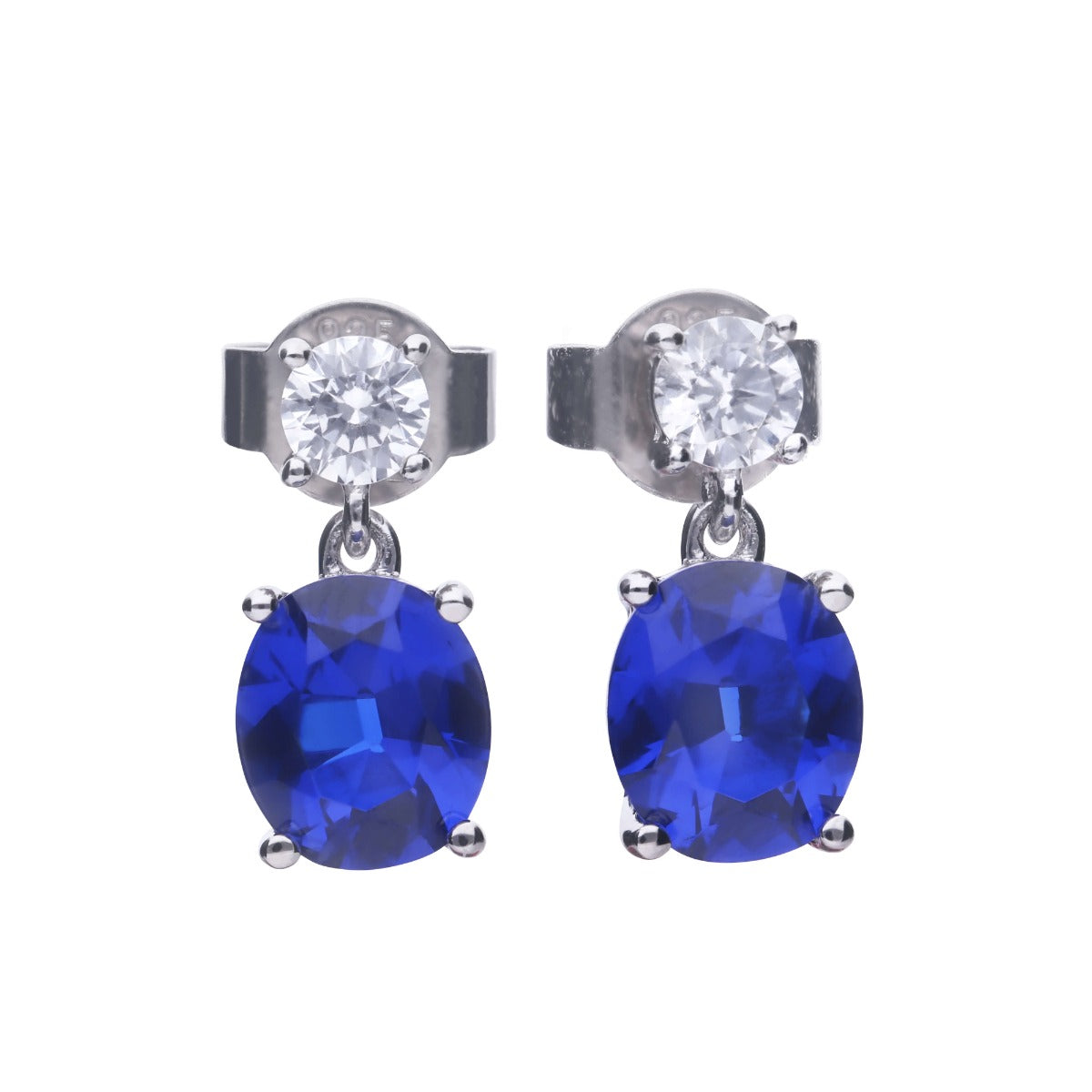 Gecko Jewellery Oval Zirconia Drop Earrings in Sterling Silver