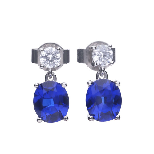 Gecko Jewellery Oval Zirconia Drop Earrings in Sterling Silver