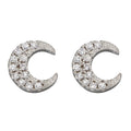 Gecko Jewellery Sterling Silver Crescent Moon Cubic Zirconia Stud Earrings