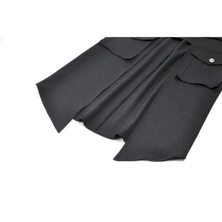 Dark in Love Black Punk Long Skirt – Layered Cutout Belted Gothic Skirt