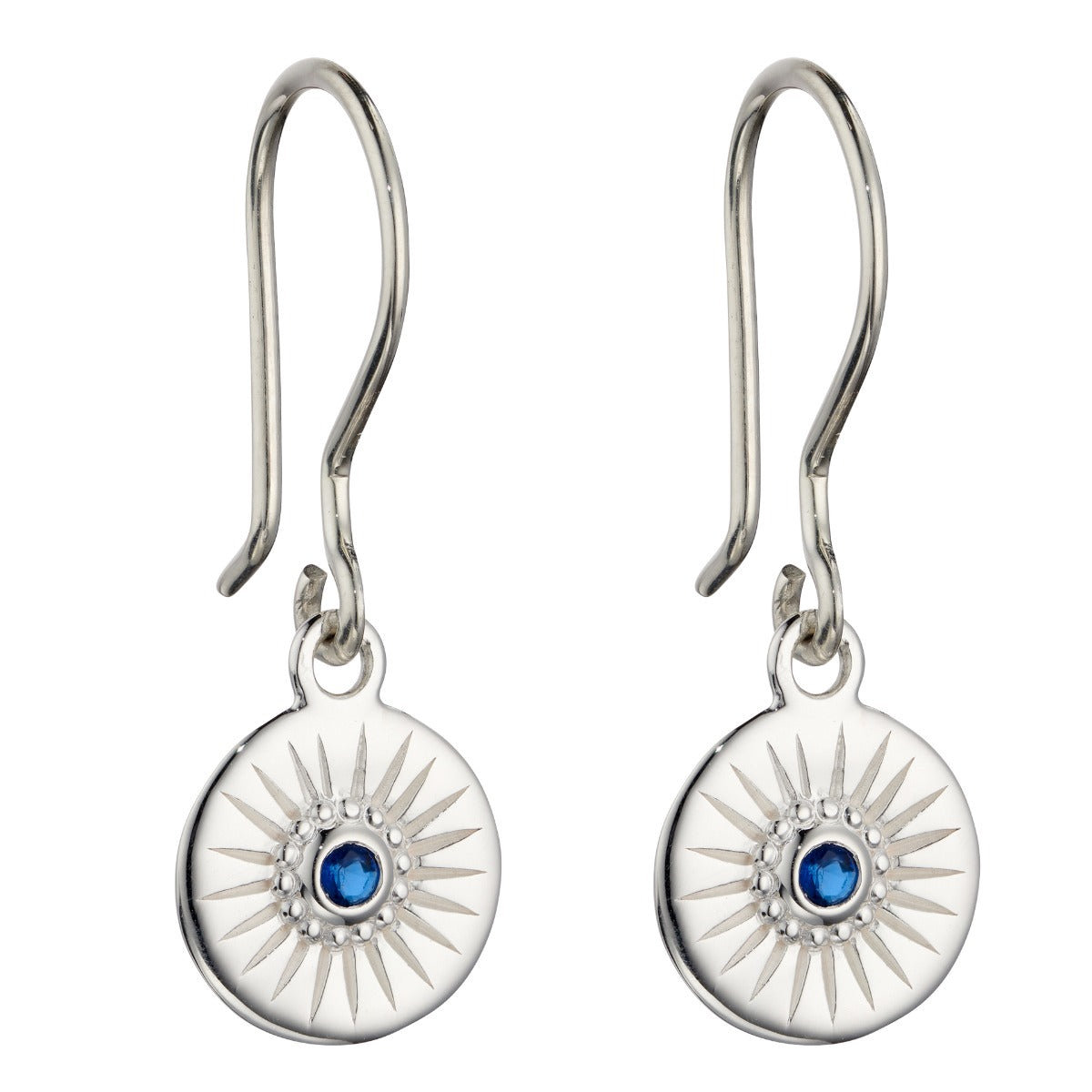Gecko Jewellery Sterling Silver Diamond Cut Disc Drop Earrings