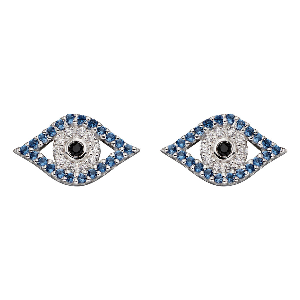 Gecko Jewellery Sterling Silver Evil Eye Stud Earrings for Protection