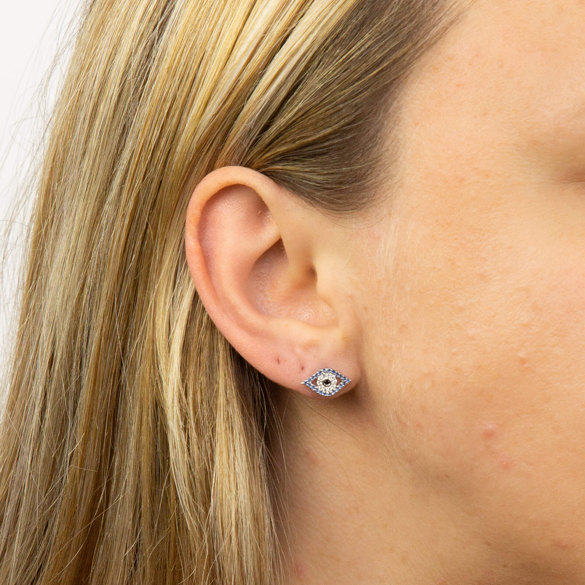 Gecko Jewellery Sterling Silver Evil Eye Stud Earrings for Protection