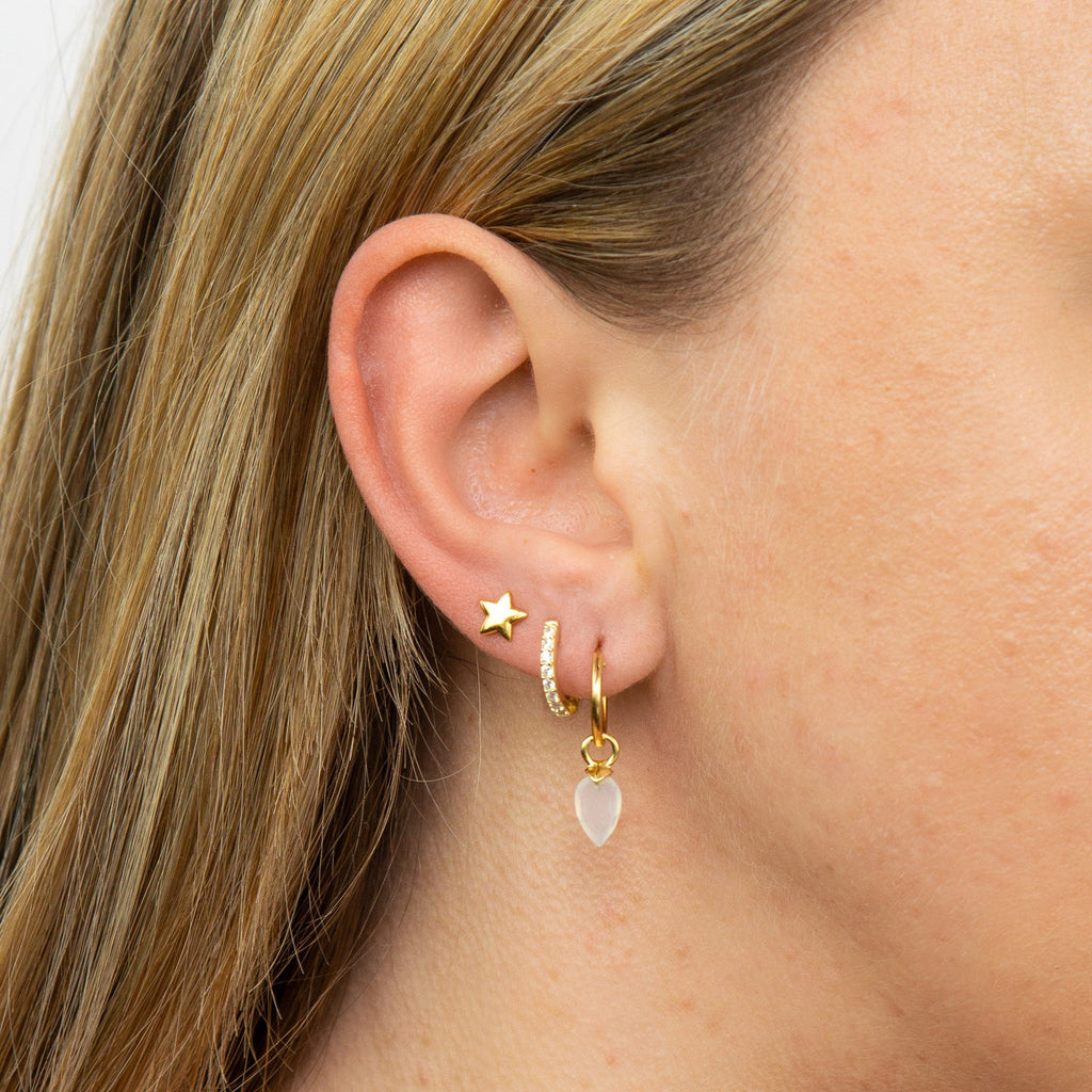 Moon and Star Stud Earrings | Sterling Silver & Gold Plated by Gecko