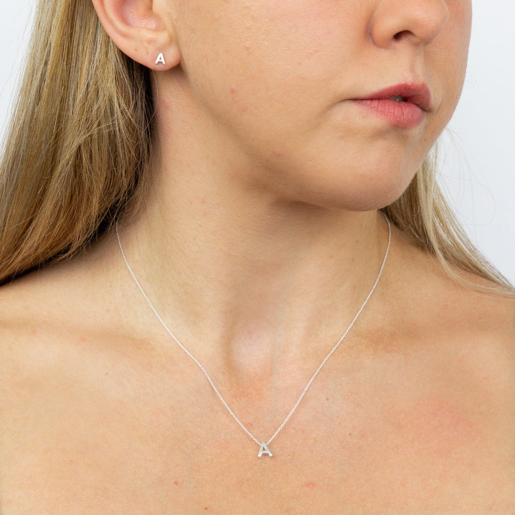 Gecko Jewellery Sterling Silver Initial Stud Earrings – Personalised