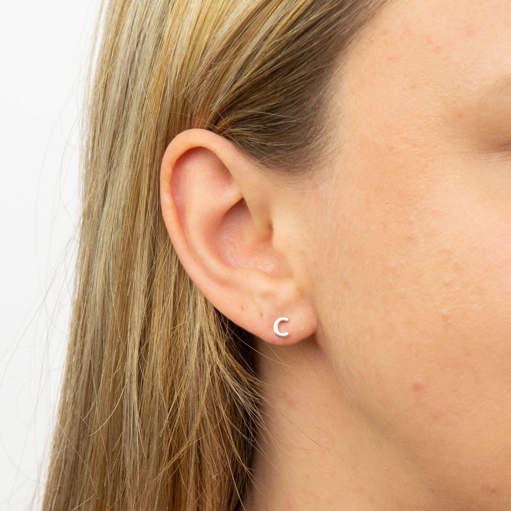 Gecko Jewellery Sterling Silver Initial Stud Earrings – Personalised