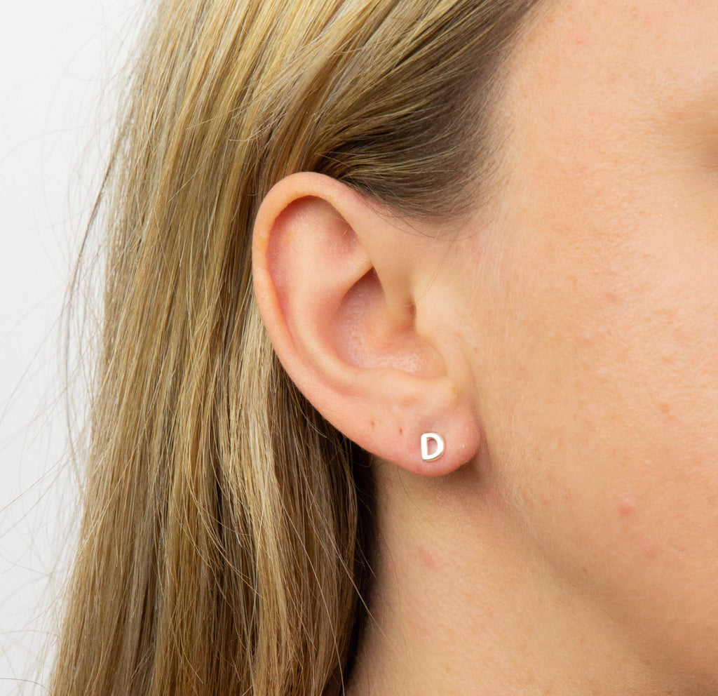 Gecko Jewellery Sterling Silver Initial Stud Earrings – Personalised